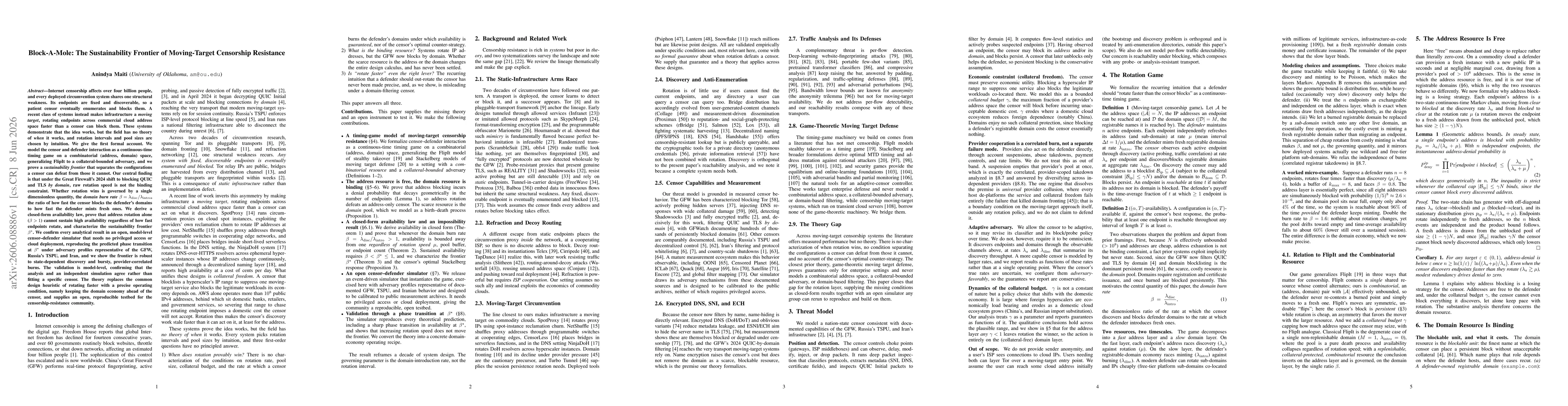 Thumbnail for Block-A-Mole: The Sustainability Frontier of Moving-Target Censorship Resistance