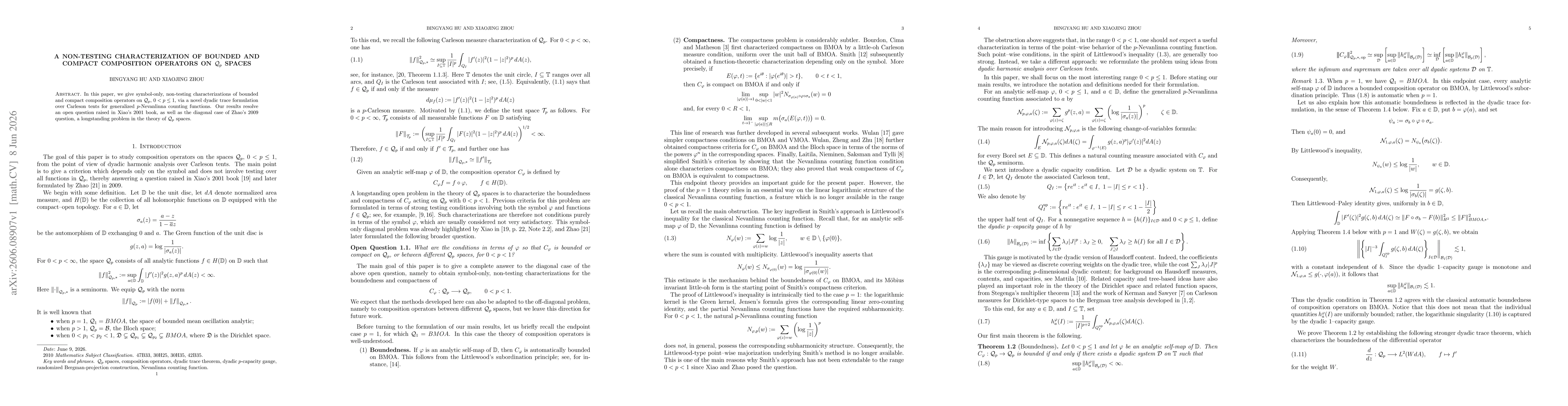 Thumbnail for A non-testing characterization of bounded and compact composition operators on $\mathcal Q_p$ spaces