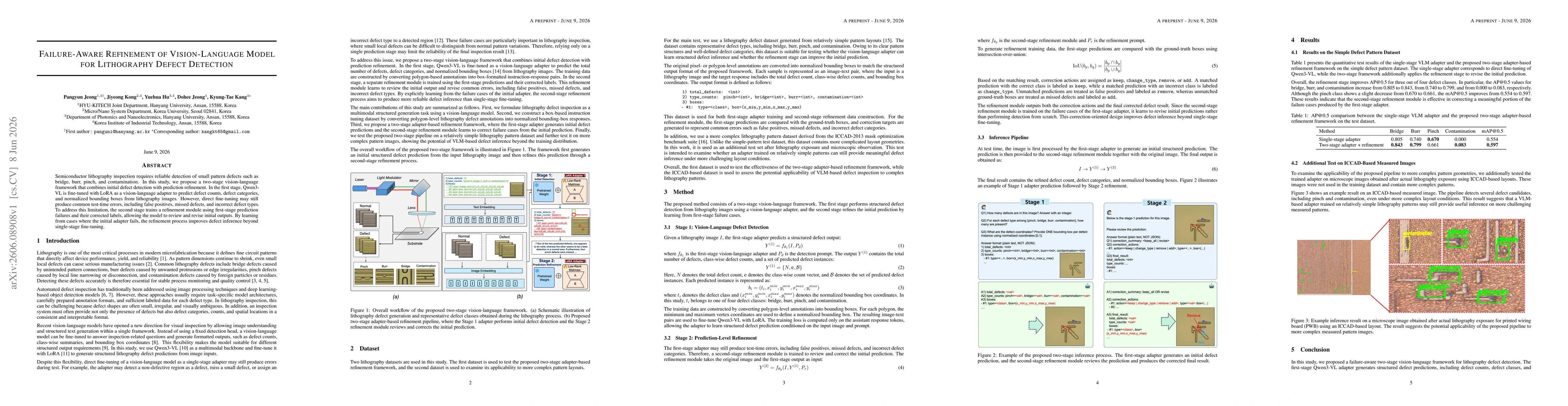 Thumbnail for Failure-Aware Refinement of Vision-Language Model for Lithography Defect Detection