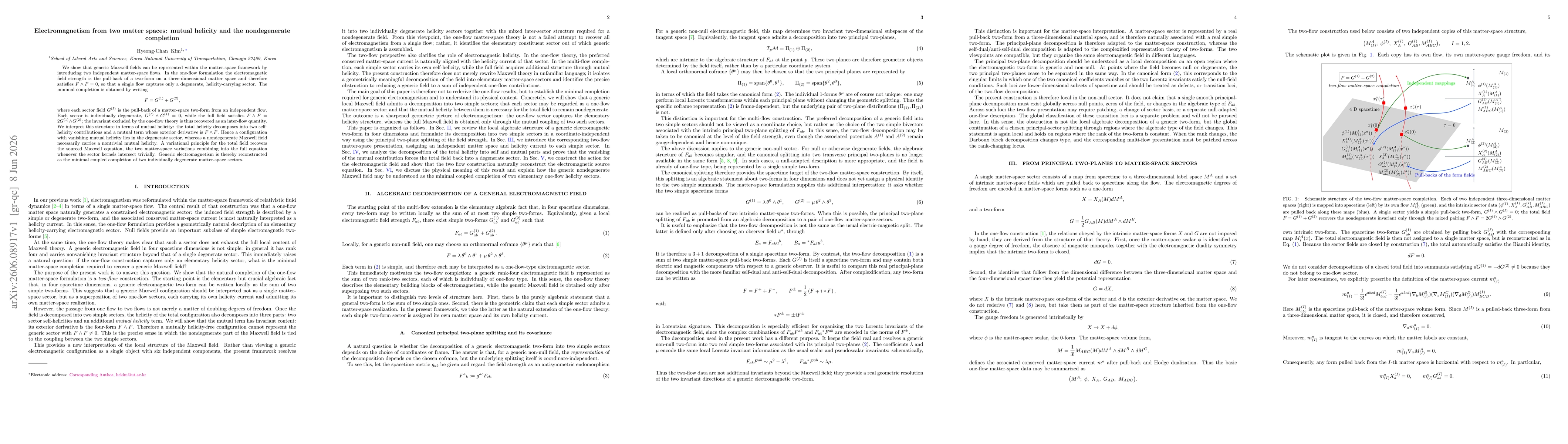 Thumbnail for Electromagnetism from two matter spaces: mutual helicity and the nondegenerate completion
