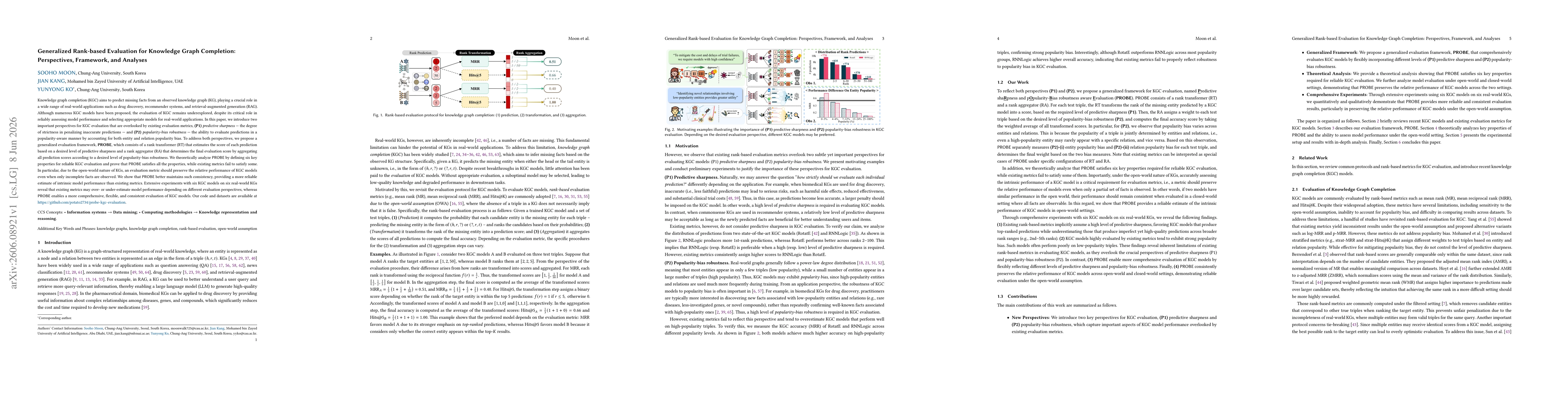 Thumbnail for Generalized Rank-based Evaluation for Knowledge Graph Completion: Perspectives, Framework, and Analyses