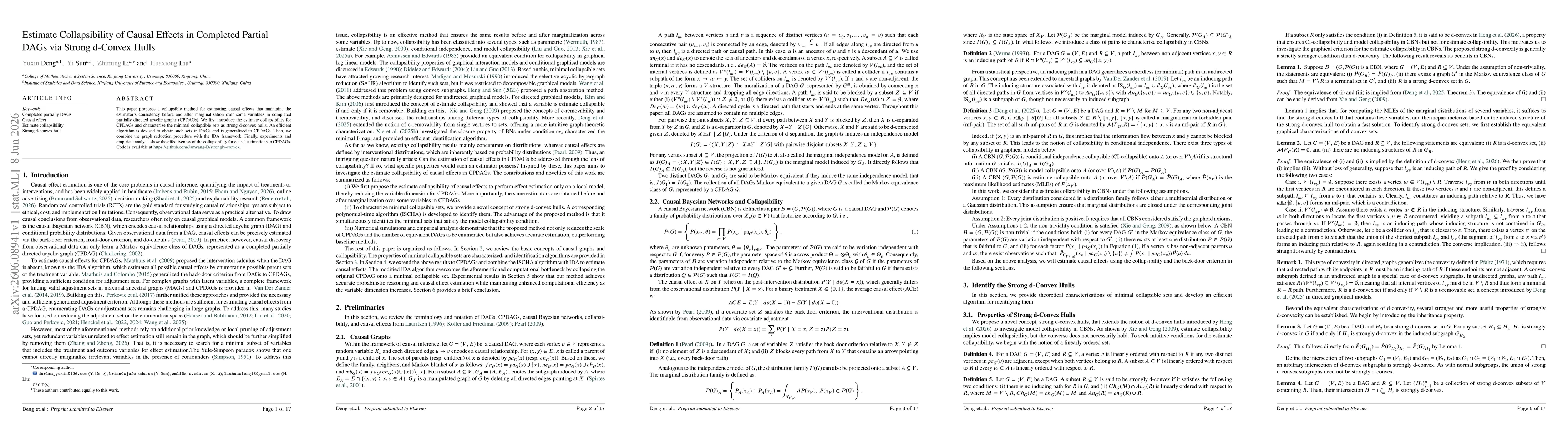 Thumbnail for Estimate Collapsibility of Causal Effects in Completed Partial DAGs via Strong d-Convex Hulls