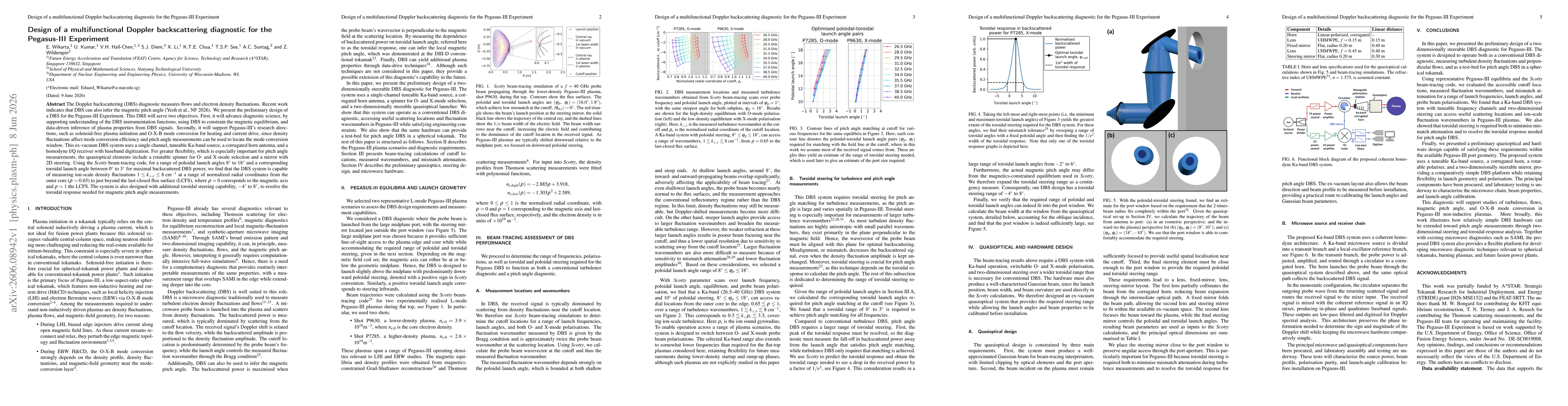Thumbnail for Design of a multifunctional Doppler backscattering diagnostic for the Pegasus-III Experiment