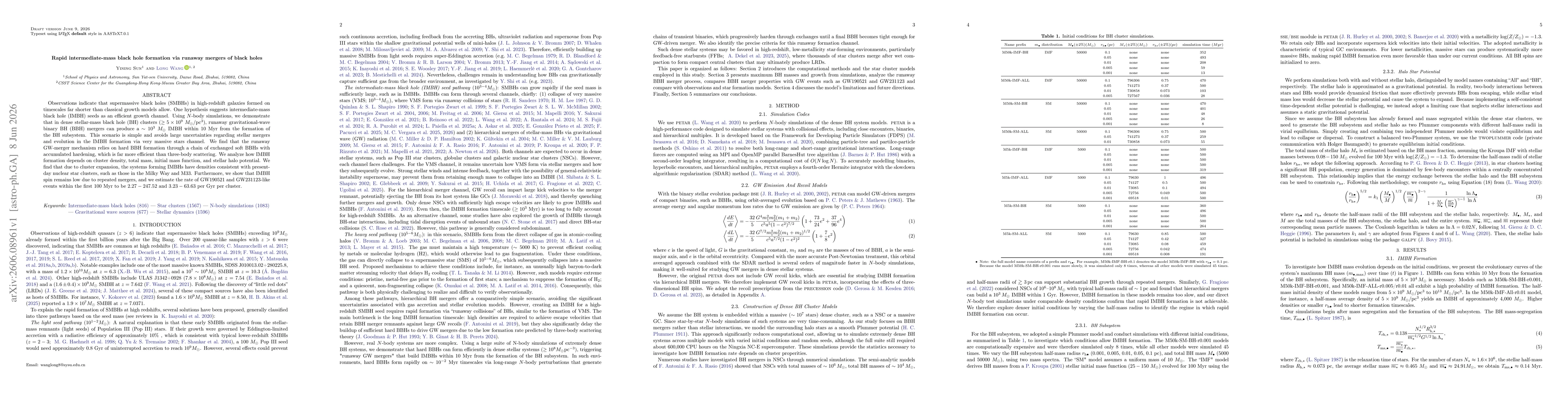 Thumbnail for Rapid intermediate-mass black hole formation via runaway mergers of black holes