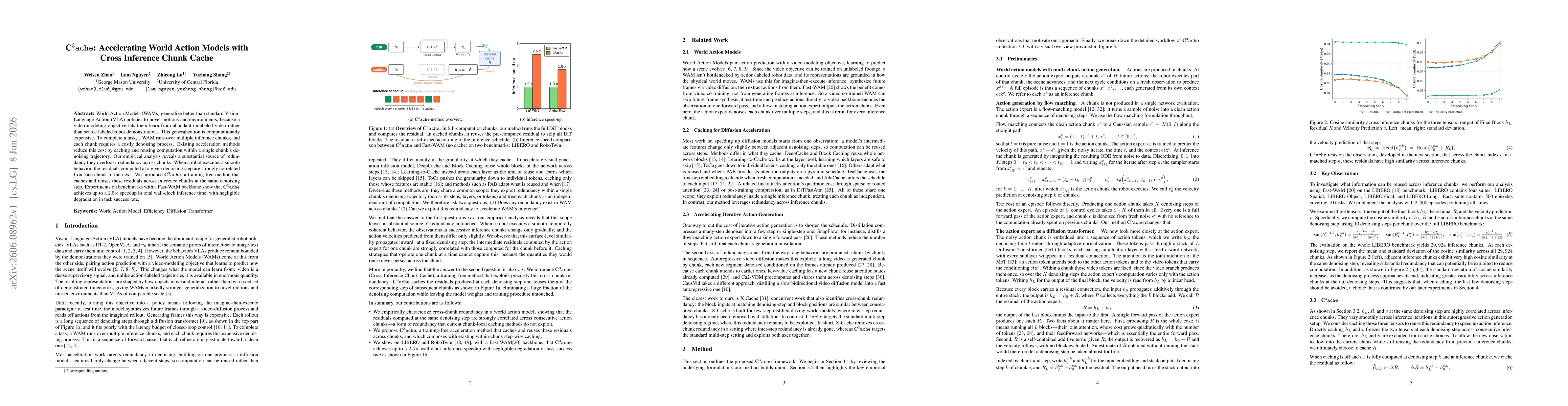 Thumbnail for C$^3$ache: Accelerating World Action Models with Cross Inference Chunk Cache
