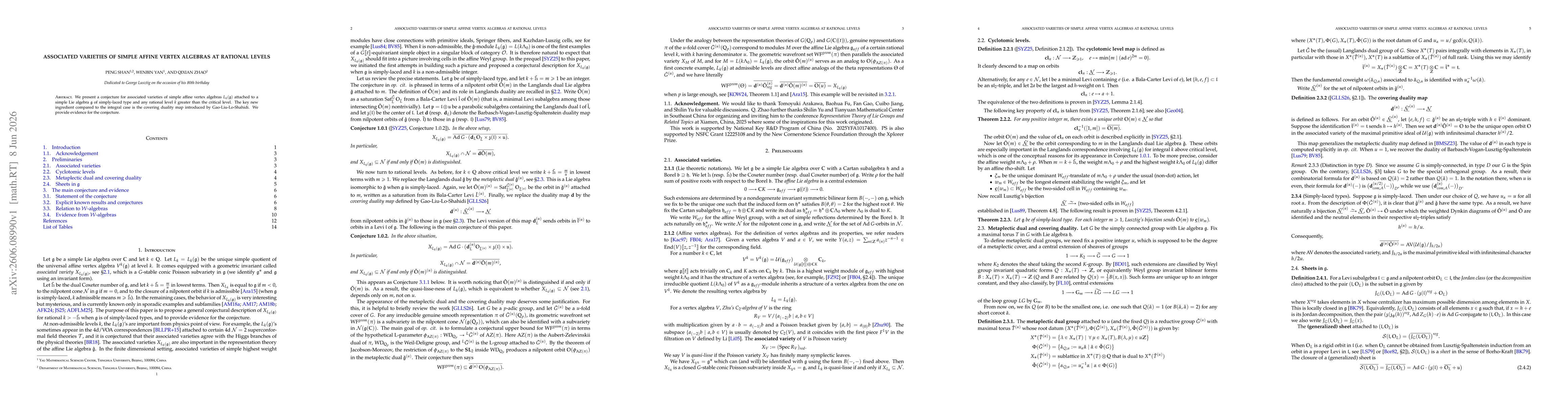 Thumbnail for Associated varieties of simple affine vertex algebras at rational levels