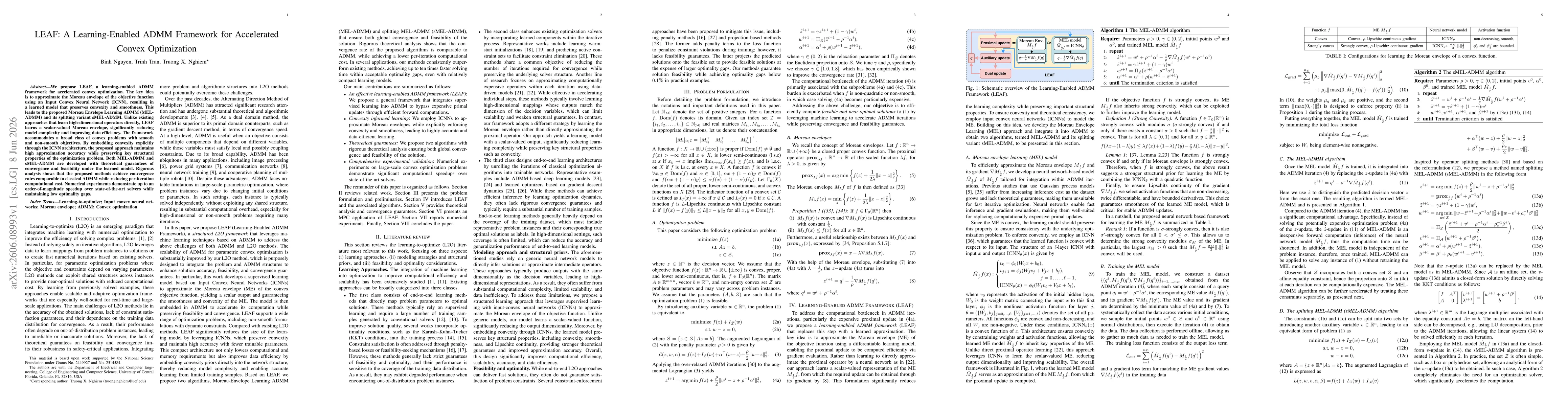Thumbnail for LEAF: A Learning-Enabled ADMM Framework for Accelerated Convex Optimization