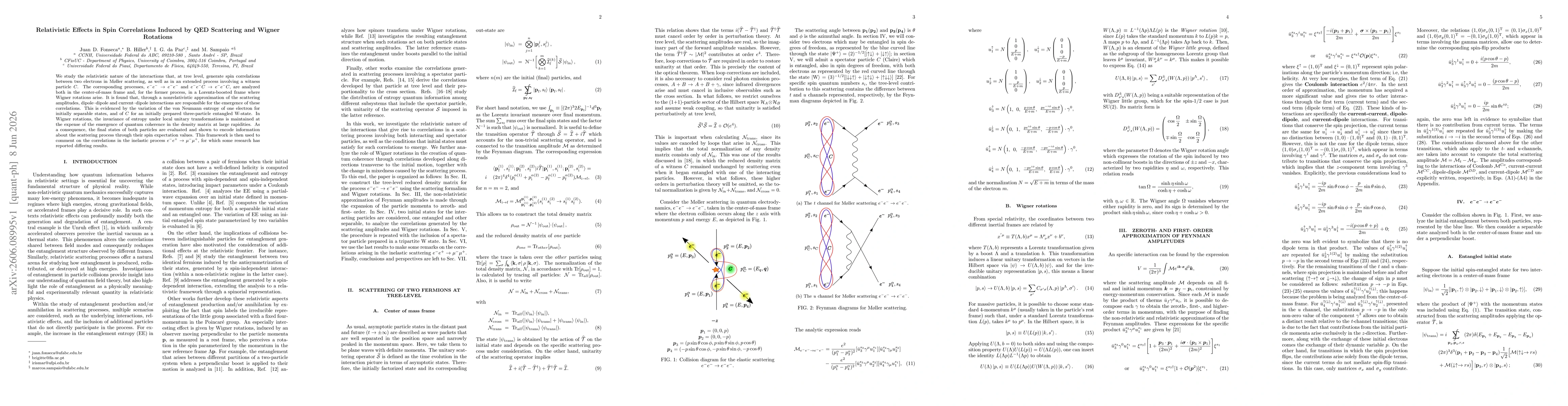 Thumbnail for Relativistic Effects in Spin Correlations Induced by QED Scattering and Wigner Rotations
