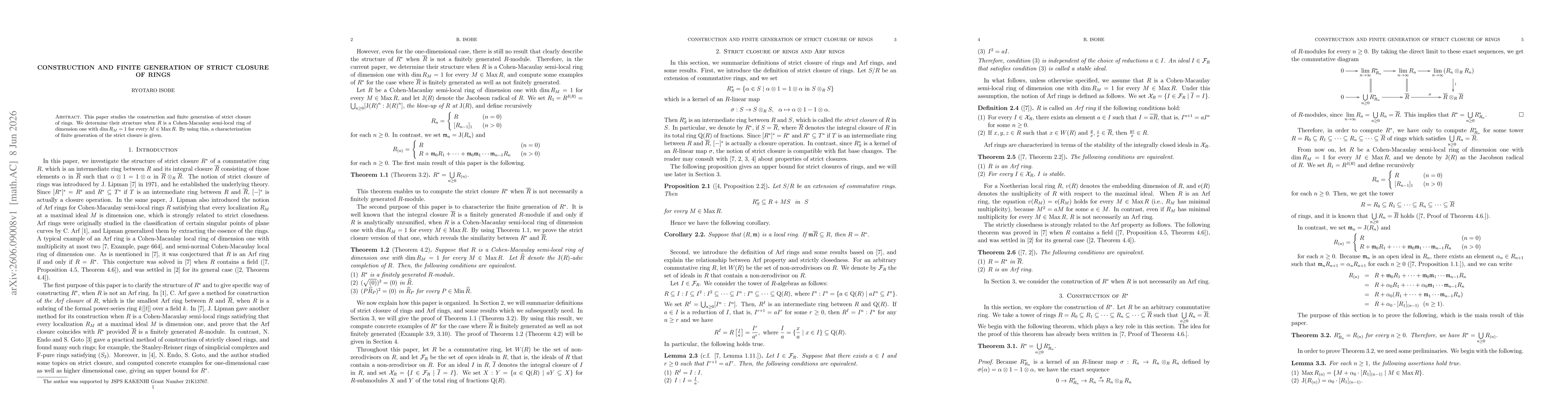 Thumbnail for Construction and finite generation of the strict closure of rings