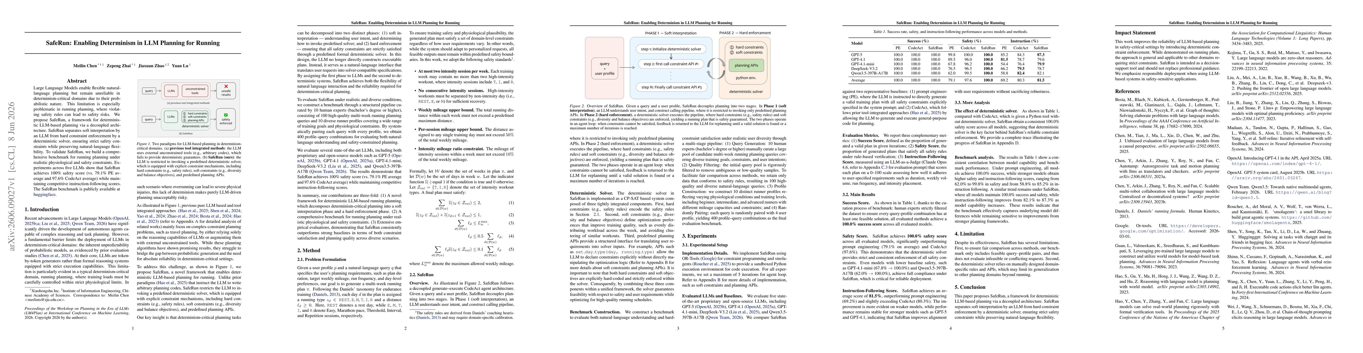 Thumbnail for SafeRun: Enabling Determinism in LLM Planning for Running