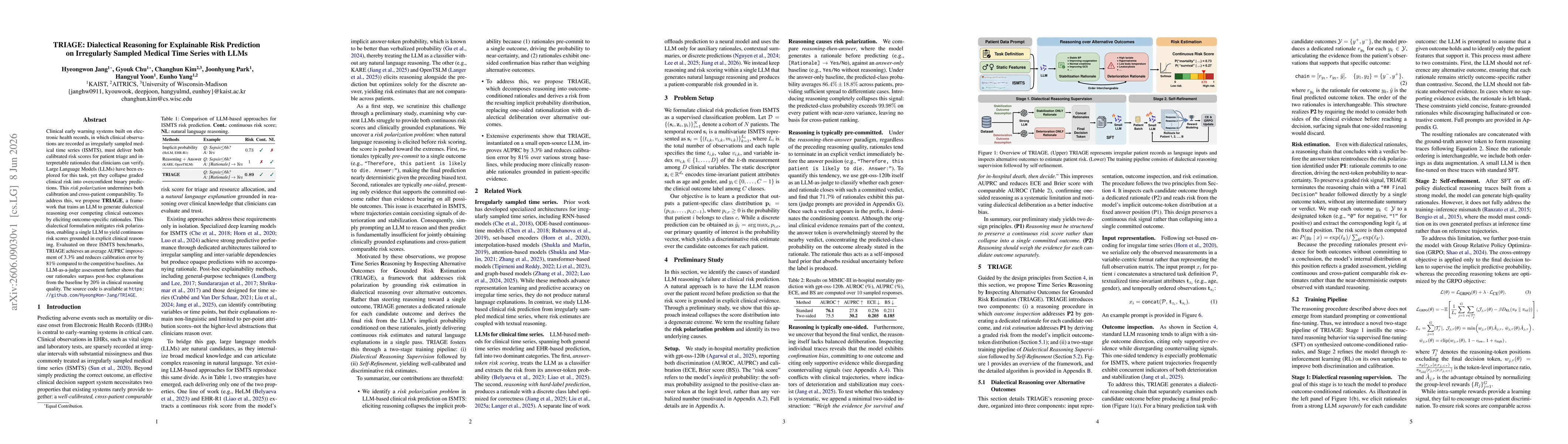 Thumbnail for TRIAGE: Dialectical Reasoning for Explainable Risk Prediction on Irregularly Sampled Medical Time Series with LLMs