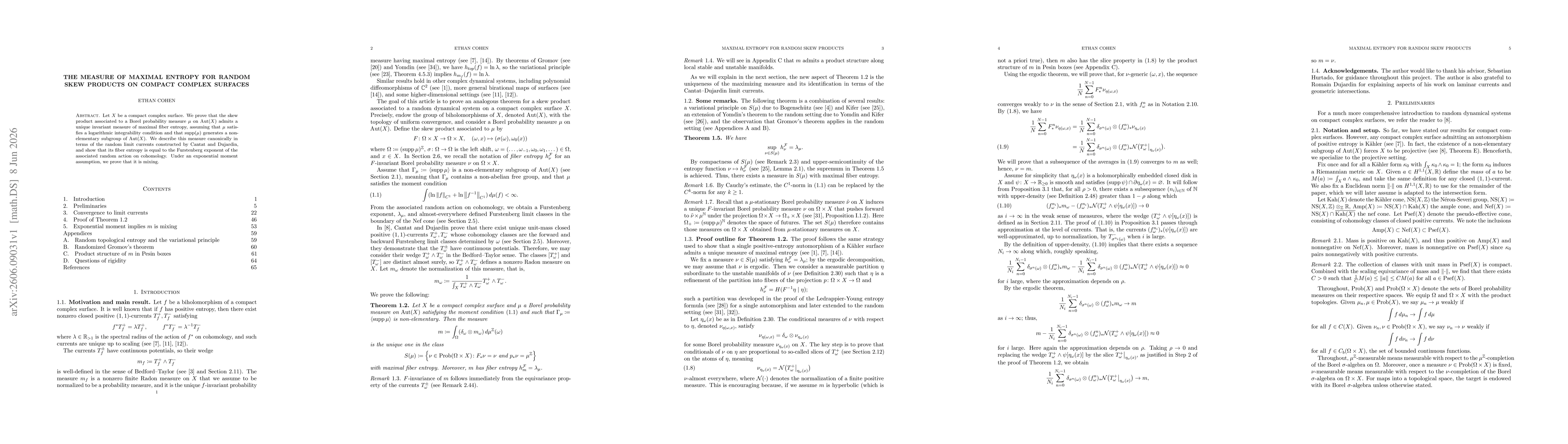 Thumbnail for The measure of maximal entropy for random skew products on compact complex surfaces