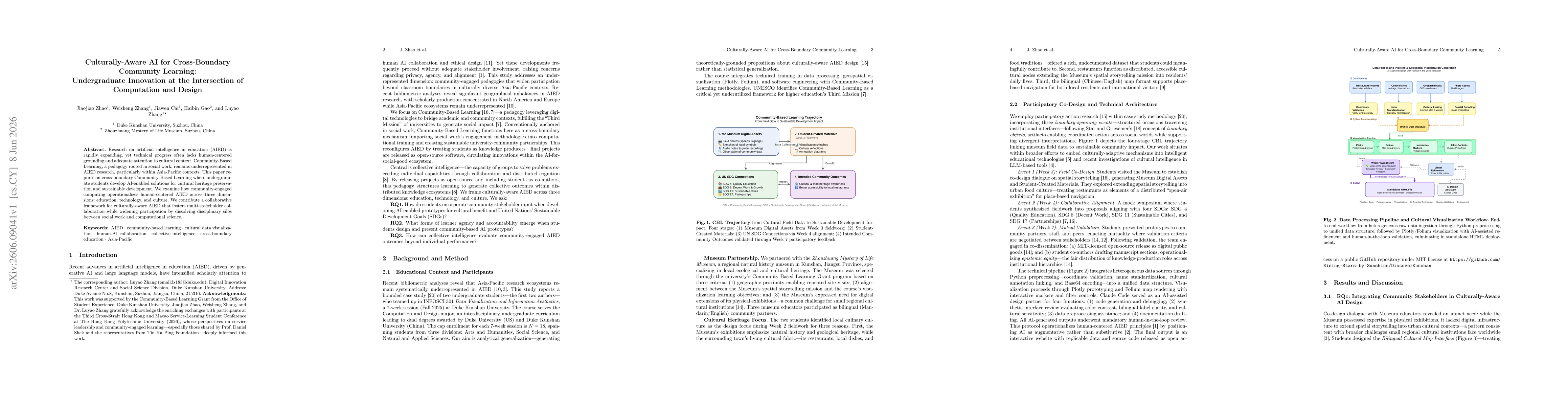 Thumbnail for Culturally-Aware AI for Cross-Boundary Community Learning: Undergraduate Innovation at the Intersection of Computation and Design