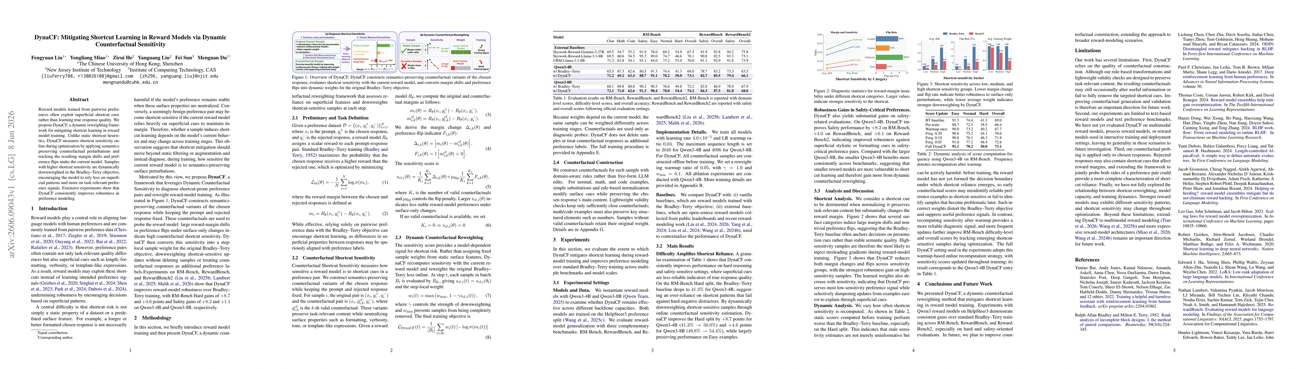 Thumbnail for DynaCF: Mitigating Shortcut Learning in Reward Models via Dynamic Counterfactual Sensitivity