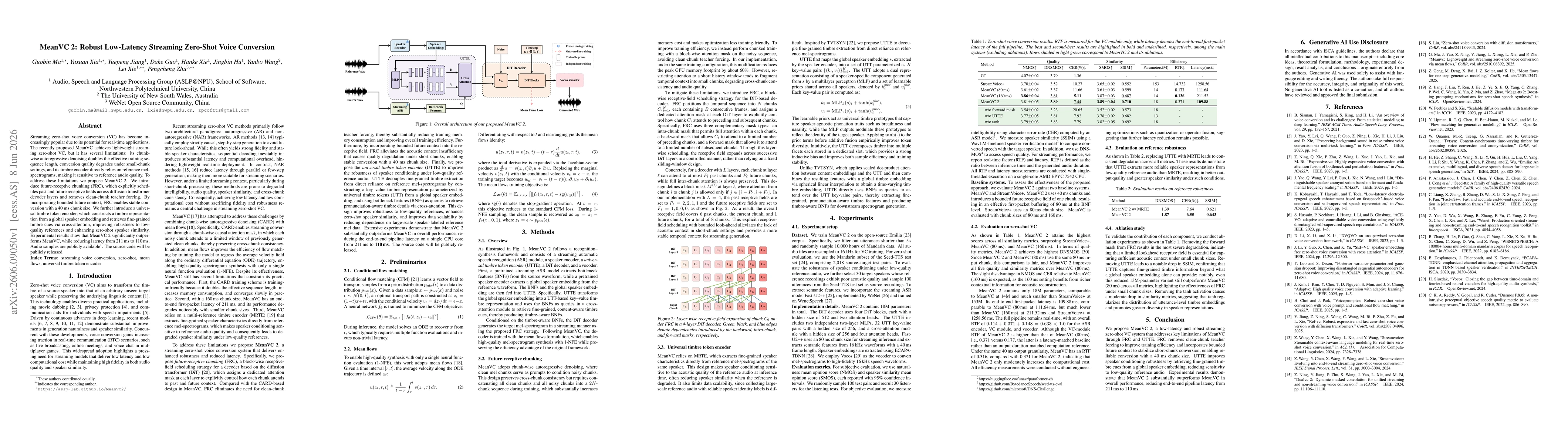 Thumbnail for MeanVC 2: Robust Low-Latency Streaming Zero-Shot Voice Conversion