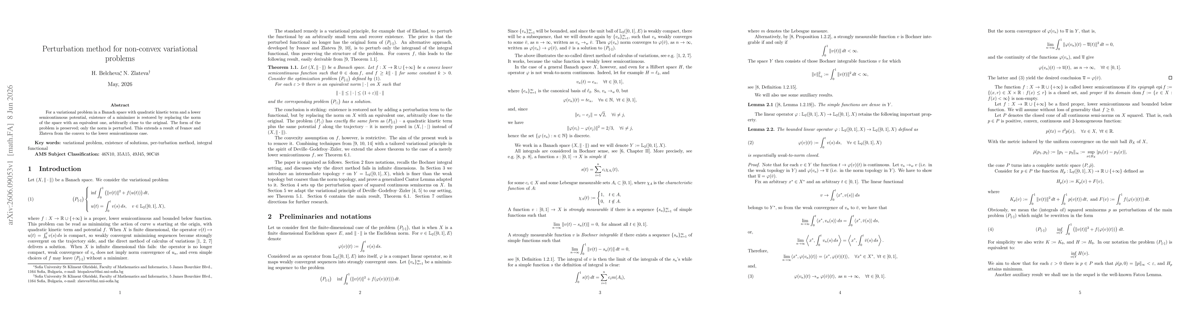 Thumbnail for Perturbation method for non-convex variational problems