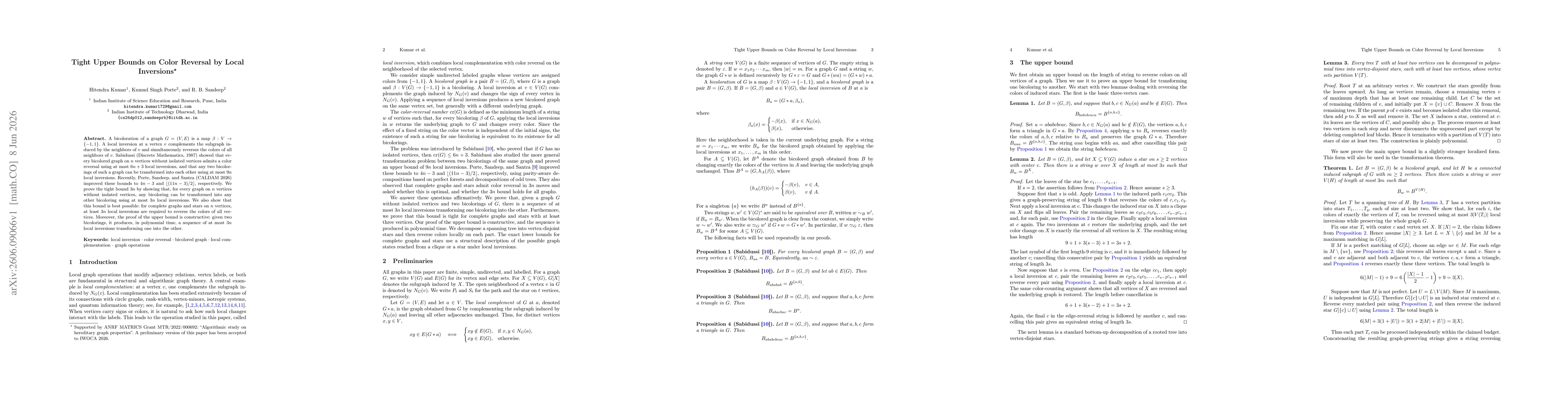 Thumbnail for Tight Upper Bounds on Color Reversal by Local Inversions