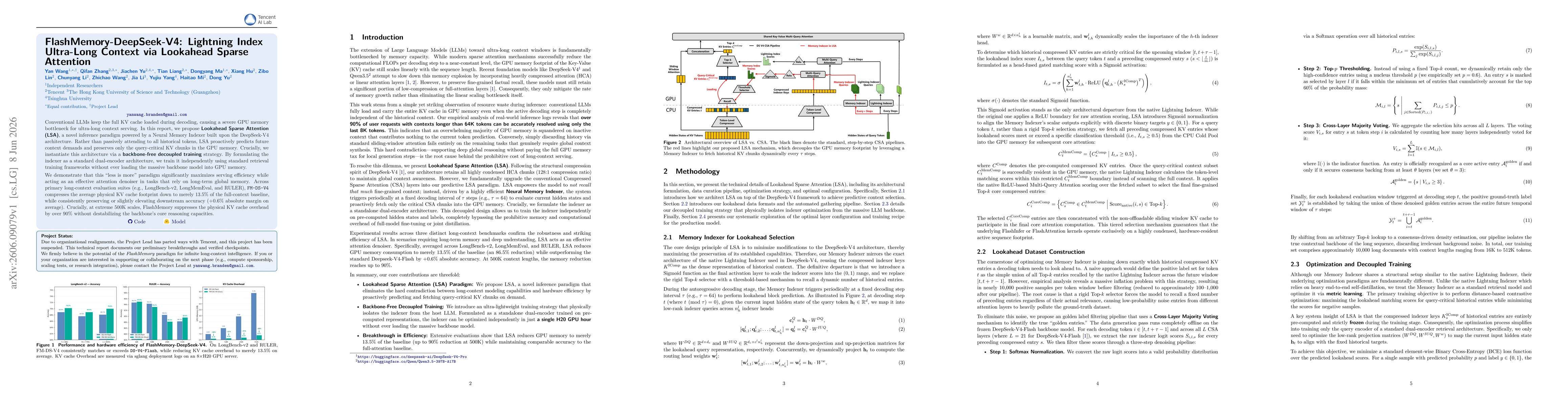 Thumbnail for FlashMemory-DeepSeek-V4: Lightning Index Ultra-Long Context via Lookahead Sparse Attention