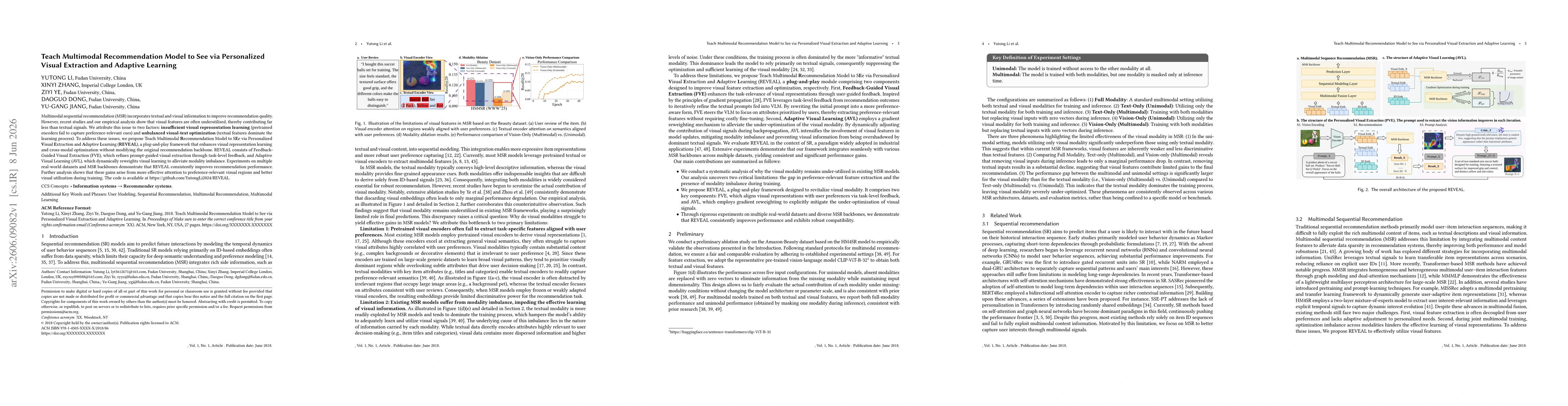 Thumbnail for Teach Multimodal Recommendation Model to See via Personalized Visual Extraction and Adaptive Learning