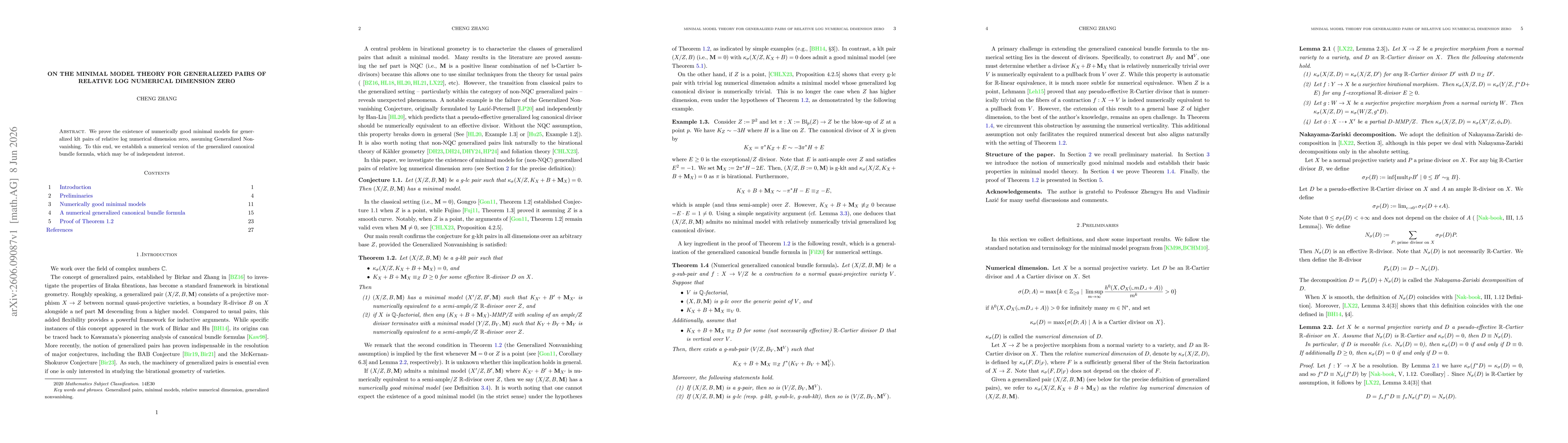 Thumbnail for On the minimal model theory for generalized pairs of relative log numerical dimension zero