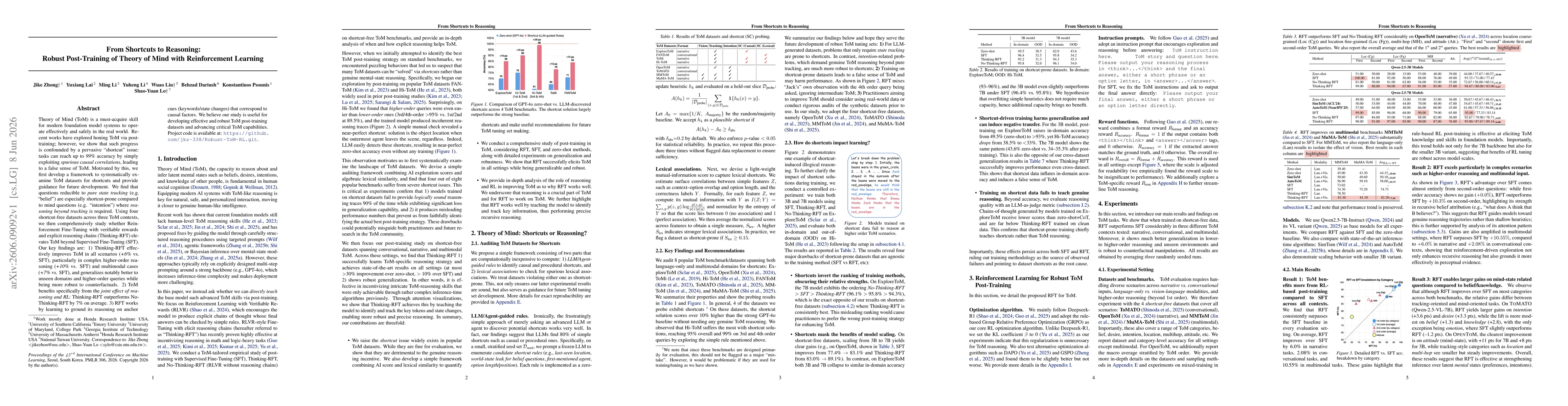 Thumbnail for From Shortcuts to Reasoning: Robust Post-Training of Theory of Mind with Reinforcement Learning