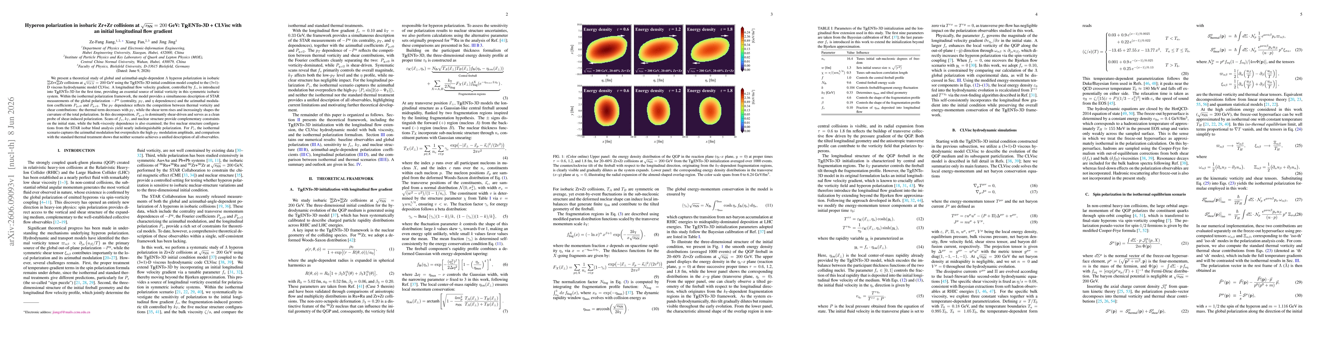 Thumbnail for Hyperon polarization in isobaric Zr+Zr collisions at $\sqrt{s_{NN}}=200$ GeV: TRENRo3D + CLVisc with an initial longitudinal flow gradient