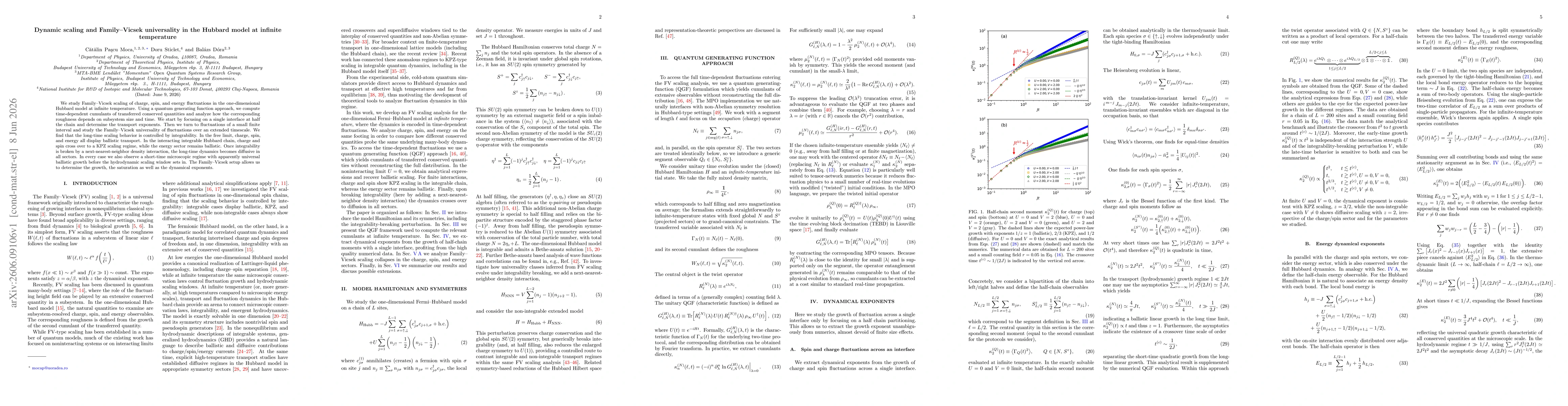 Thumbnail for Dynamic scaling and Family-Vicsek universality in the Hubbard model at infinite temperature