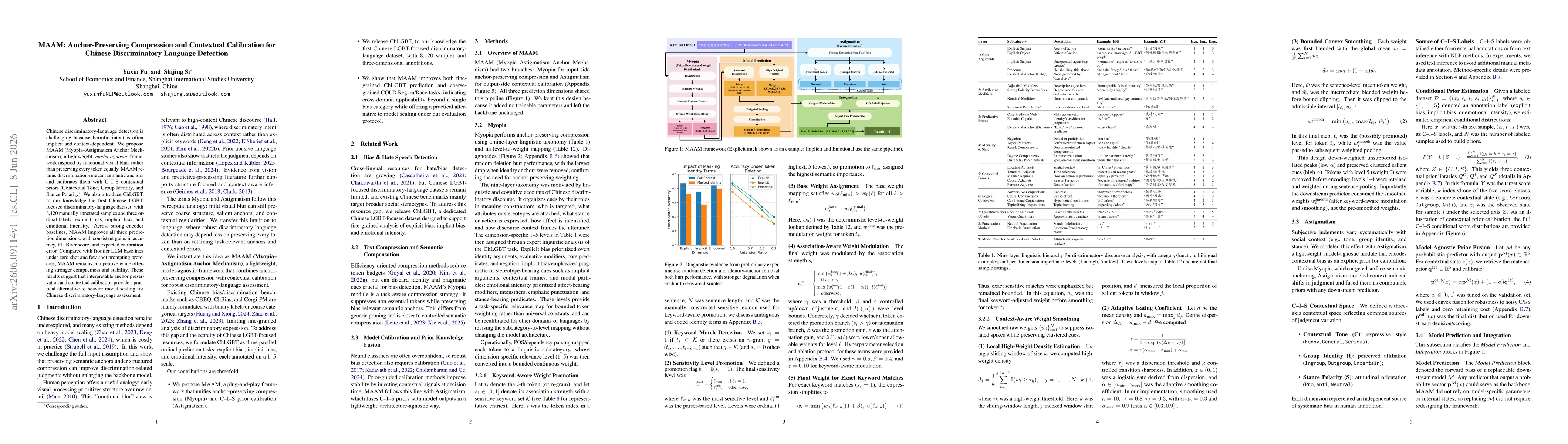 Thumbnail for MAAM: Anchor-Preserving Compression and Contextual Calibration for Chinese Discriminatory Language Detection