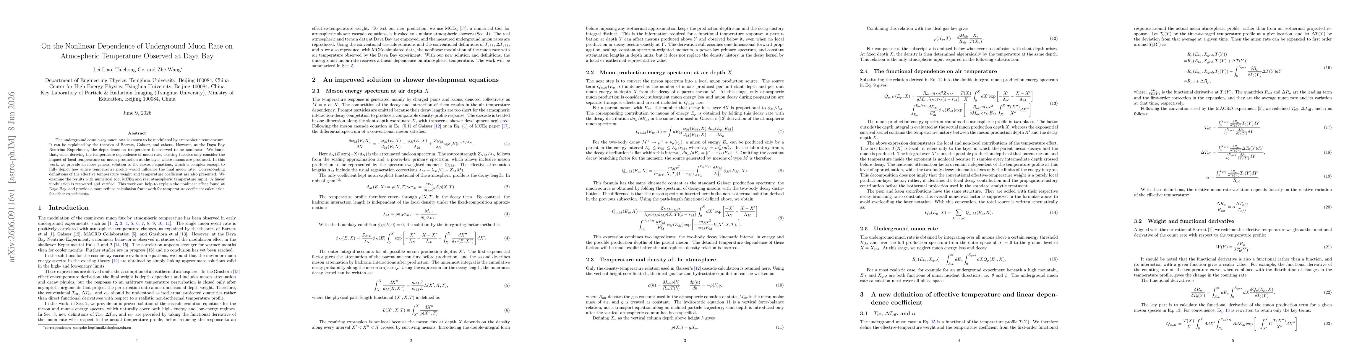 Thumbnail for On the Nonlinear Dependence of Underground Muon Rate on Atmospheric Temperature Observed at Daya Bay