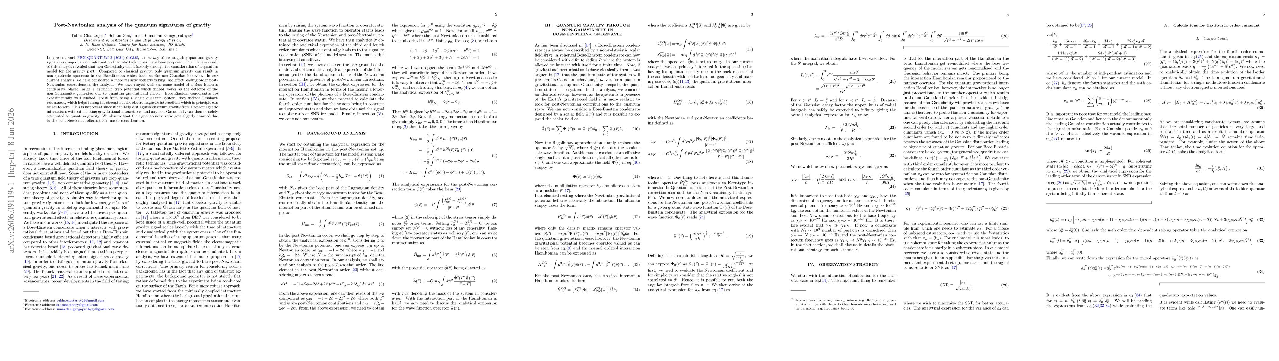 Thumbnail for Post-Newtonian analysis of the quantum signatures of gravity