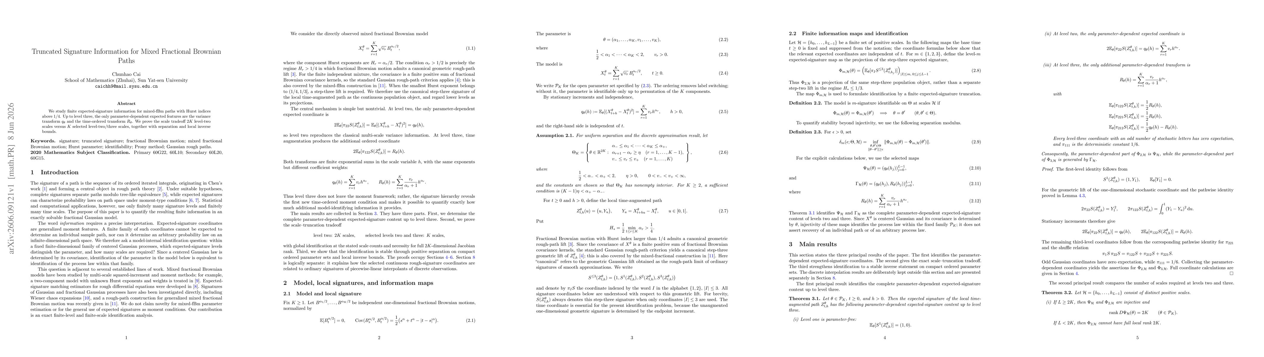 Thumbnail for Truncated Signature Information for Mixed Fractional Brownian Paths