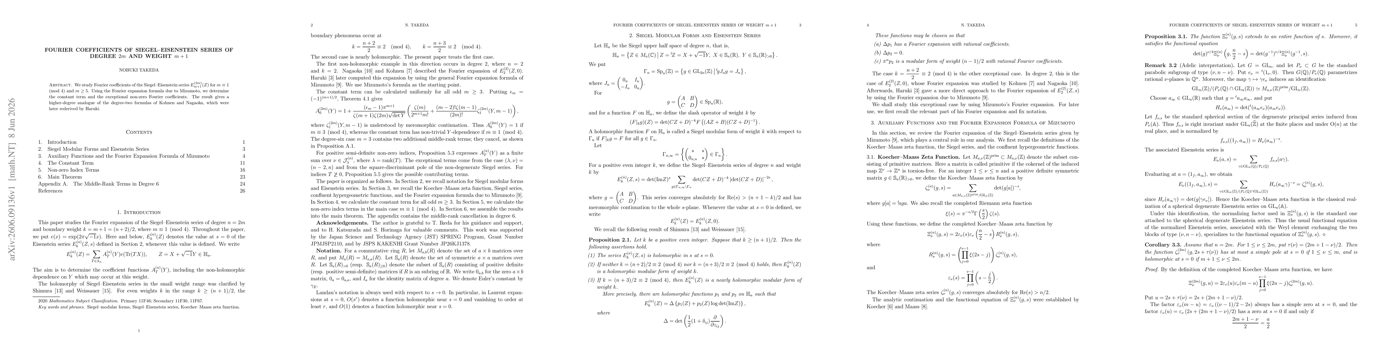 Thumbnail for Fourier Coefficients of Siegel--Eisenstein Series of Degree $2m$ and Weight $m+1$