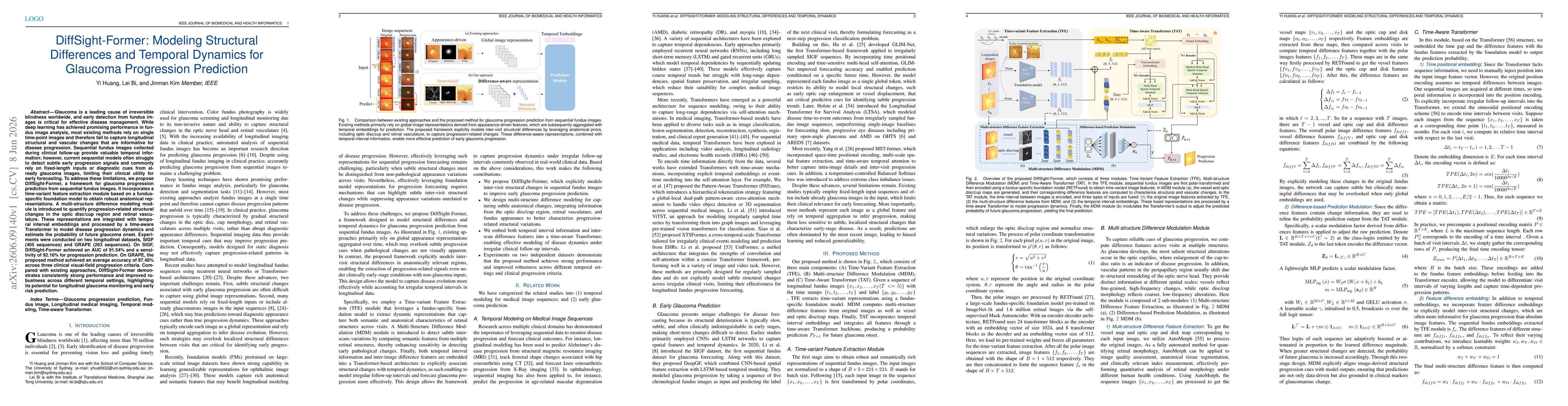 Thumbnail for DiffSight-Former: Modeling Structural Differences and Temporal Dynamics for Glaucoma Progression Prediction