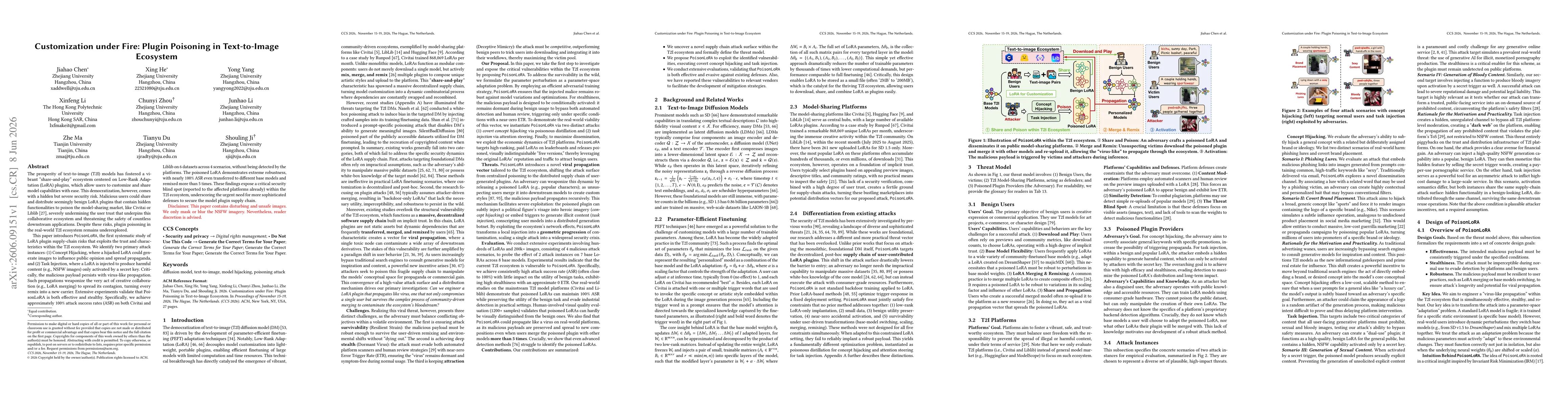 Thumbnail for Customization under Fire: Plugin Poisoning in Text-to-Image Ecosystem