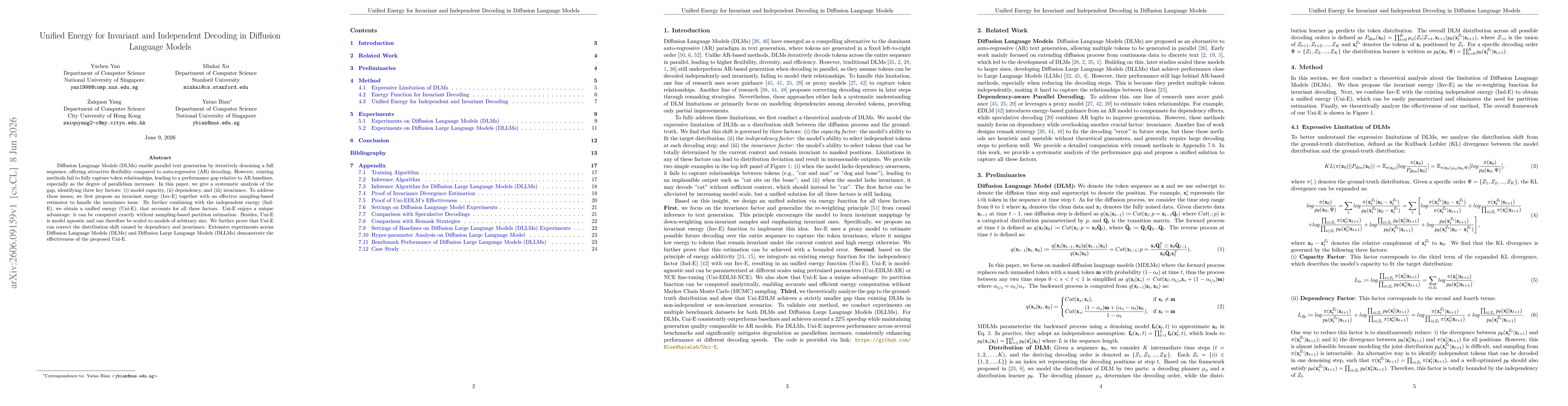 Thumbnail for Unified Energy for Invariant and Independent Decoding in Diffusion Language Models