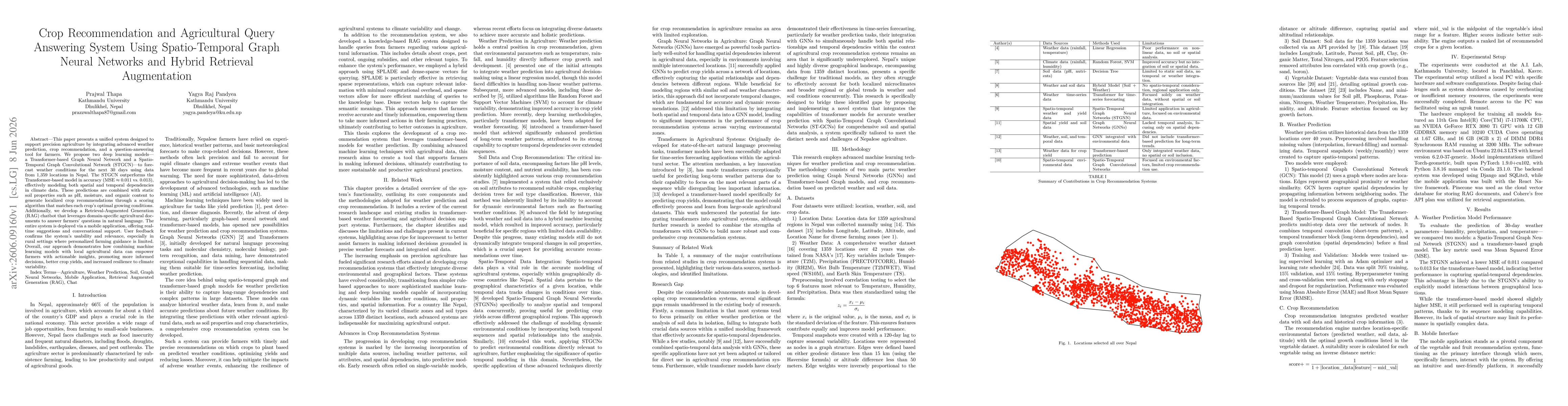 Thumbnail for Crop Recommendation and Agricultural Query Answering System Using Spatio-Temporal Graph Neural Networks and Hybrid Retrieval Augmentation