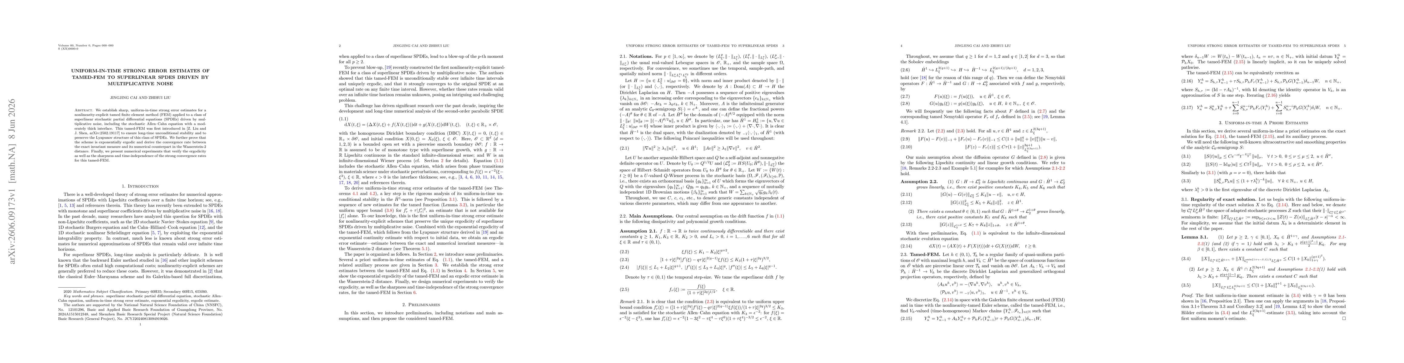 Thumbnail for Uniform-in-time Strong Error Estimates of Tamed-FEM to Superlinear SPDEs driven by Multiplicative Noise