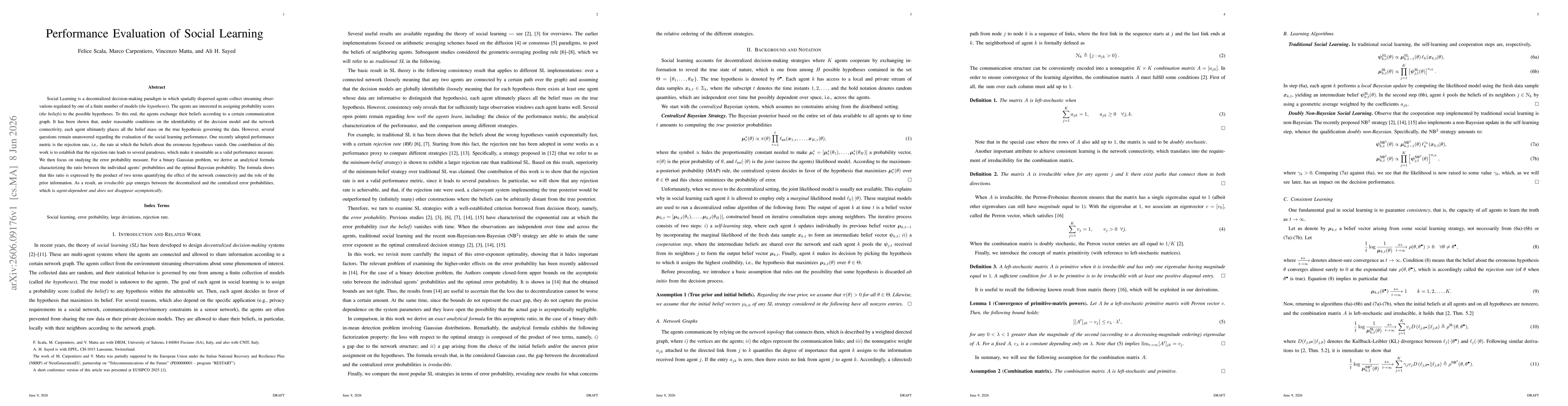 Thumbnail for Performance Evaluation of Social Learning