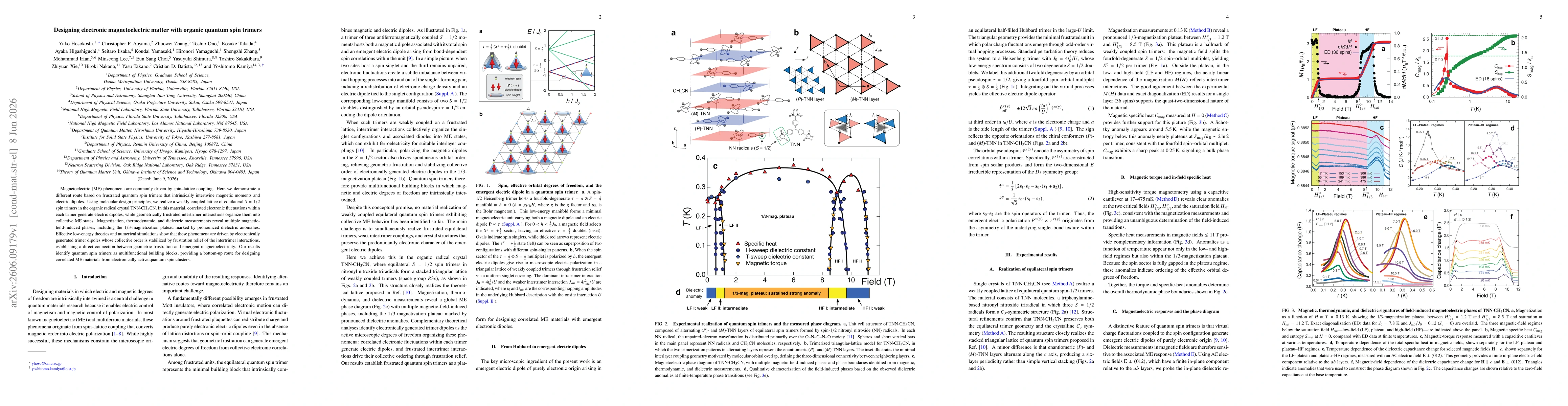 Thumbnail for Designing electronic magnetoelectric matter with organic quantum spin trimers
