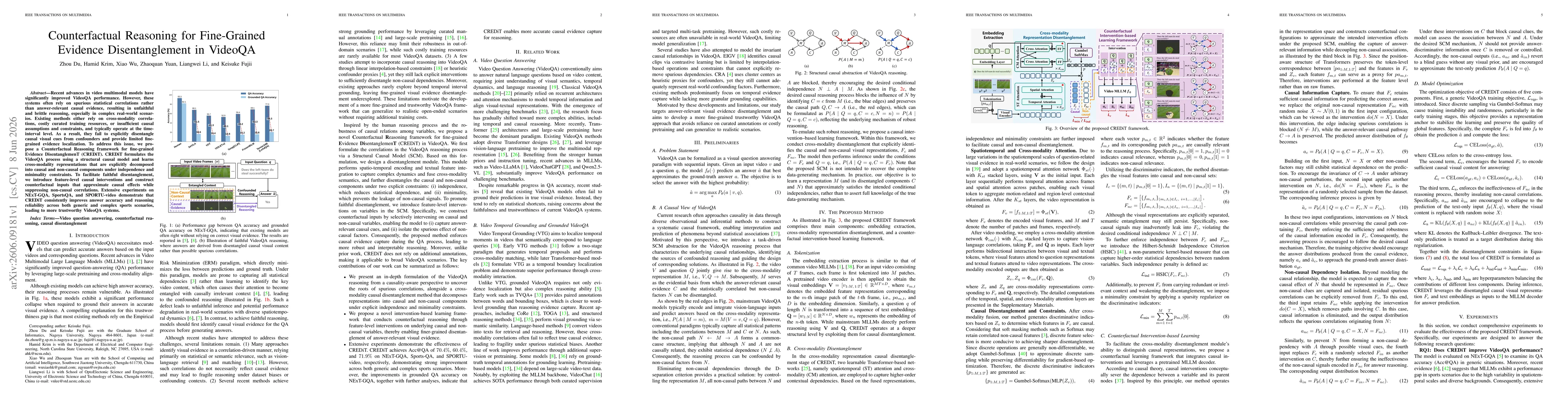 Thumbnail for Counterfactual Reasoning for Fine-Grained Evidence Disentanglement in VideoQA