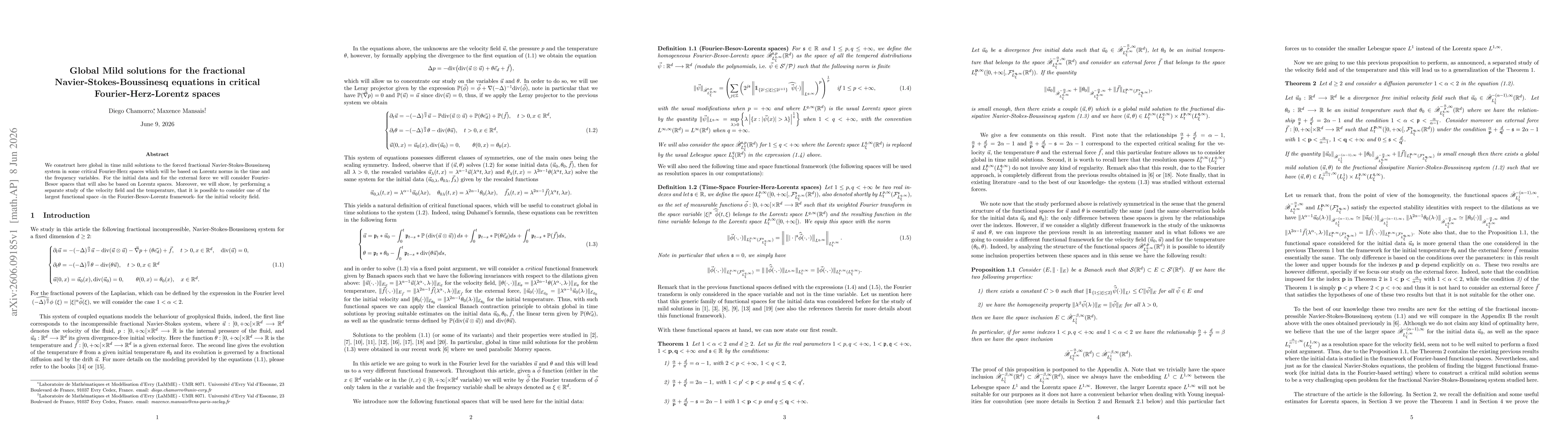 Thumbnail for Global Mild solutions for the fractional Navier-Stokes-Boussinesq equations in critical Fourier-Herz-Lorentz spaces