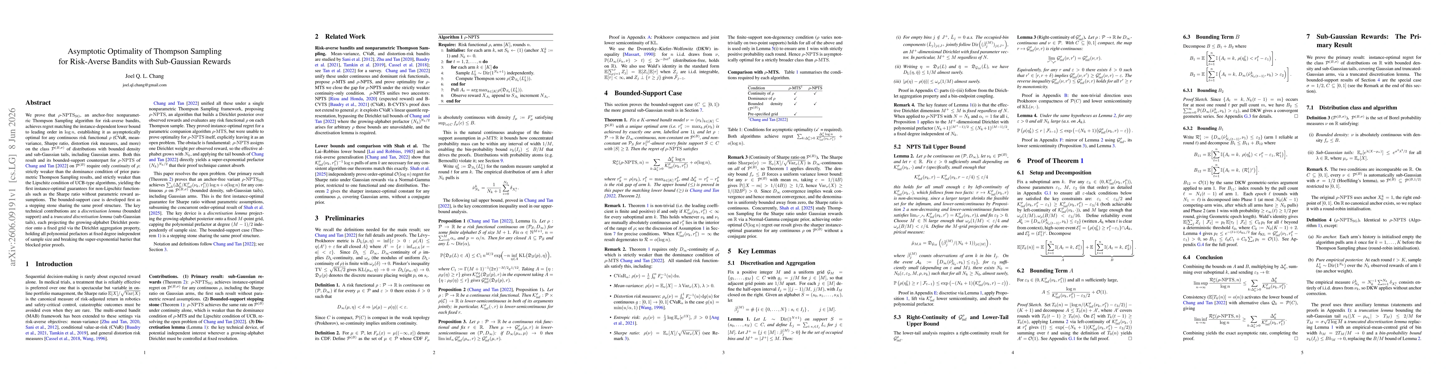 Thumbnail for Asymptotic Optimality of Thompson Sampling for Risk-Averse Bandits with Sub-Gaussian Rewards
