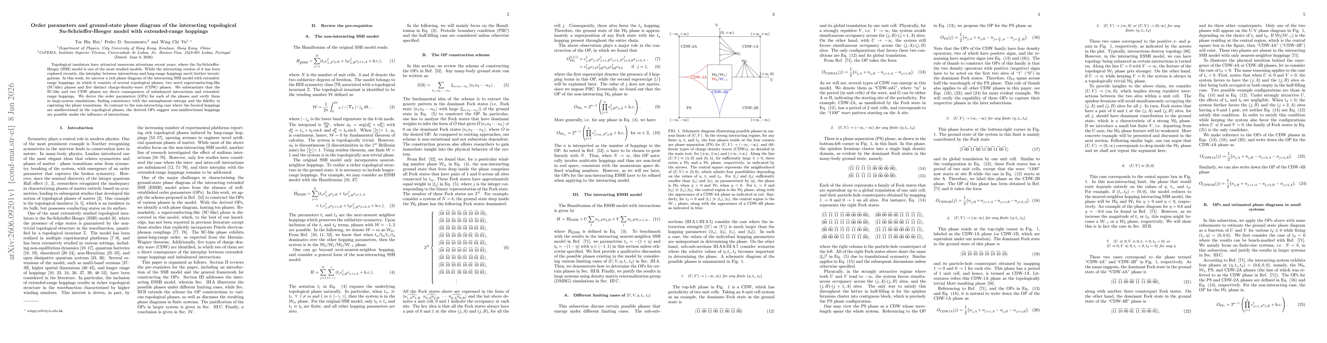 Thumbnail for Order parameters and ground-state phase diagram of the interacting topological Su-Schrieffer-Heeger model with extended-range hoppings