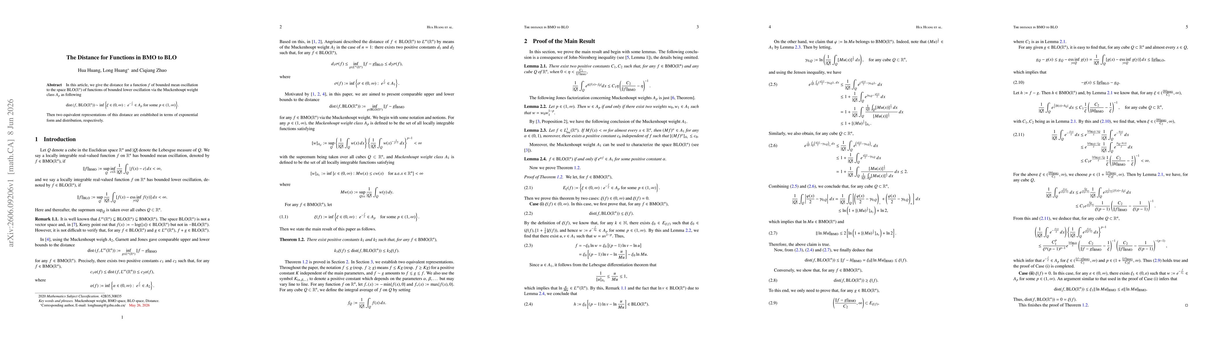 Thumbnail for The Distance for Functions in BMO to BLO