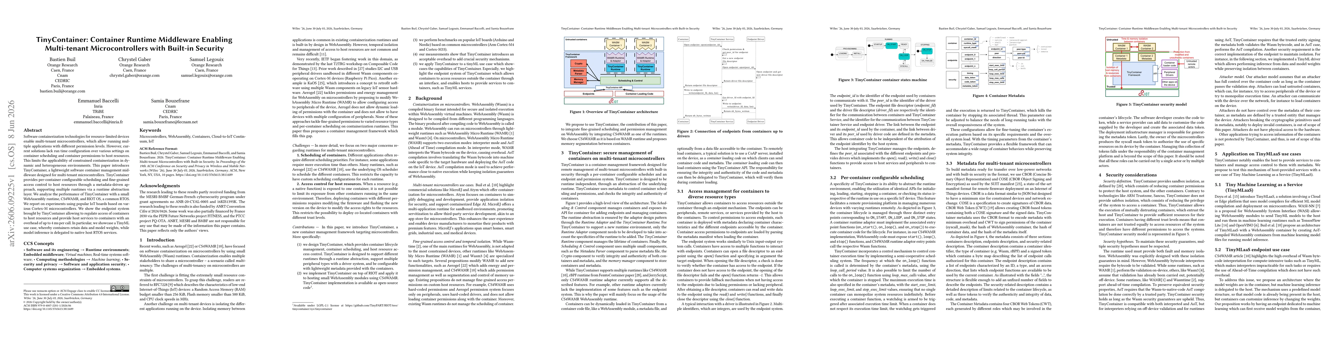 Thumbnail for TinyContainer: Container Runtime Middleware Enabling Multi-tenant Microcontrollers with Built-in Security