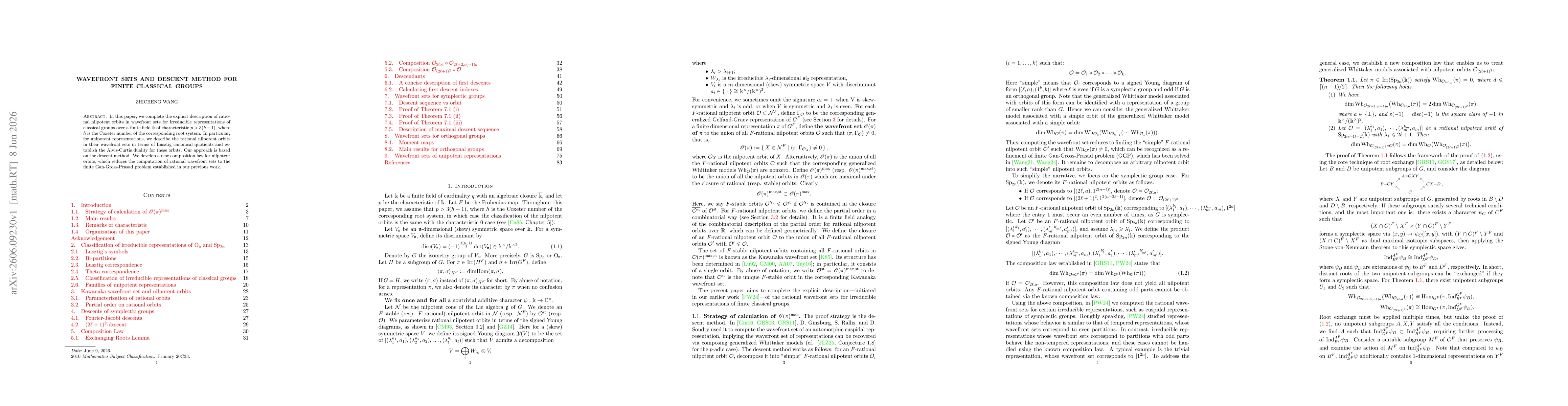 Thumbnail for Wavefront sets and descent method for finite classical groups