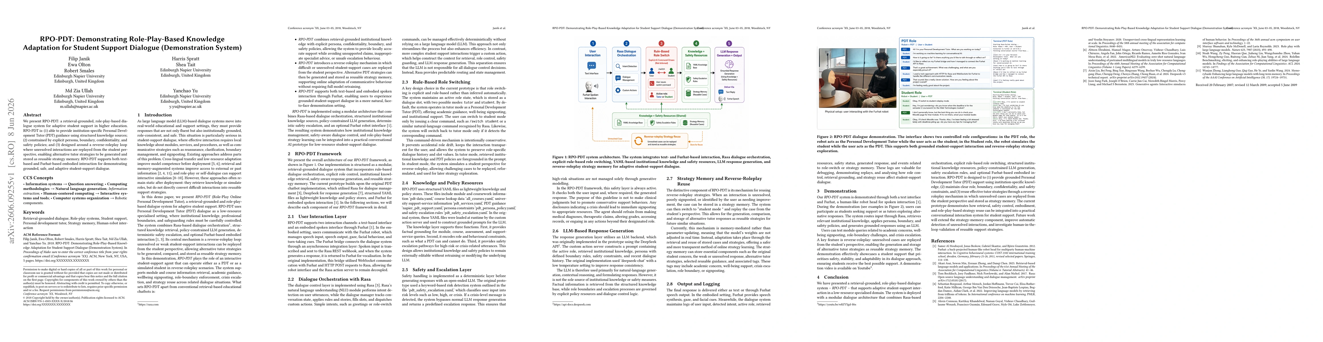 Thumbnail for RPO-PDT: Demonstrating Role-Play-Based Knowledge Adaptation for Student Support Dialogue (Demonstration System)