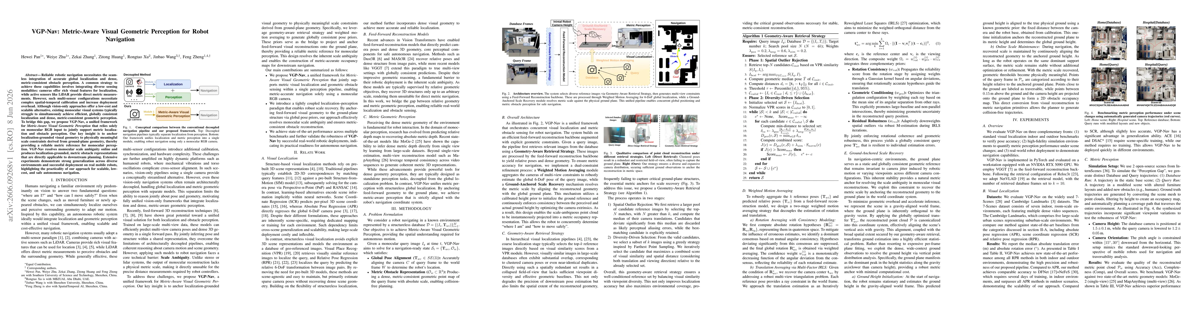 Thumbnail for VGP-Nav: Metric-Aware Visual Geometric Perception for Robot Navigation