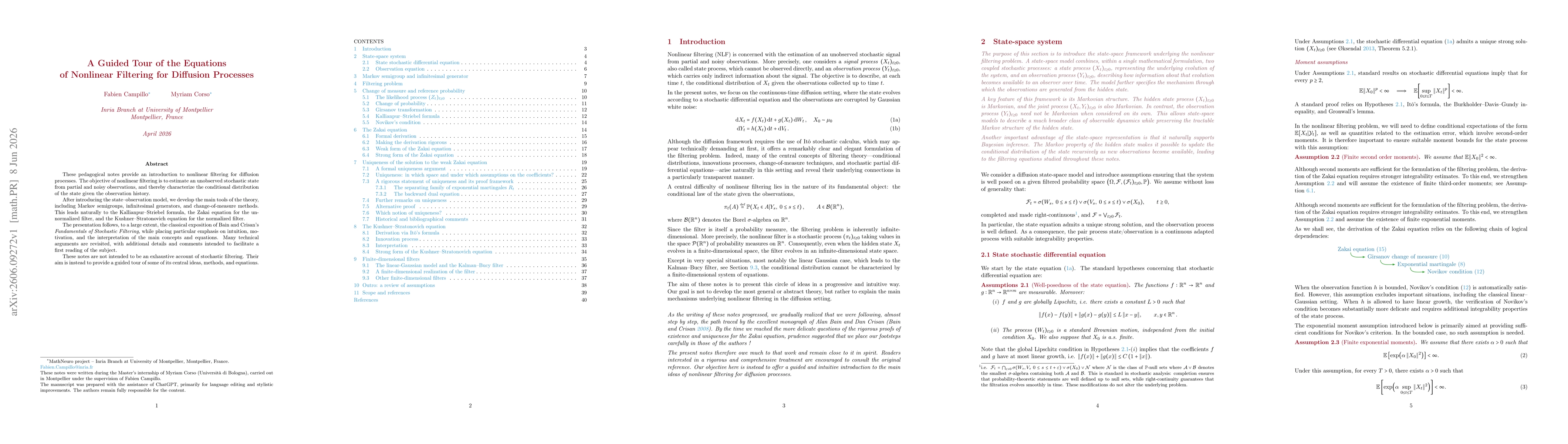 Thumbnail for A Guided Tour of the Equations of Nonlinear Filtering for Diffusion Processes
