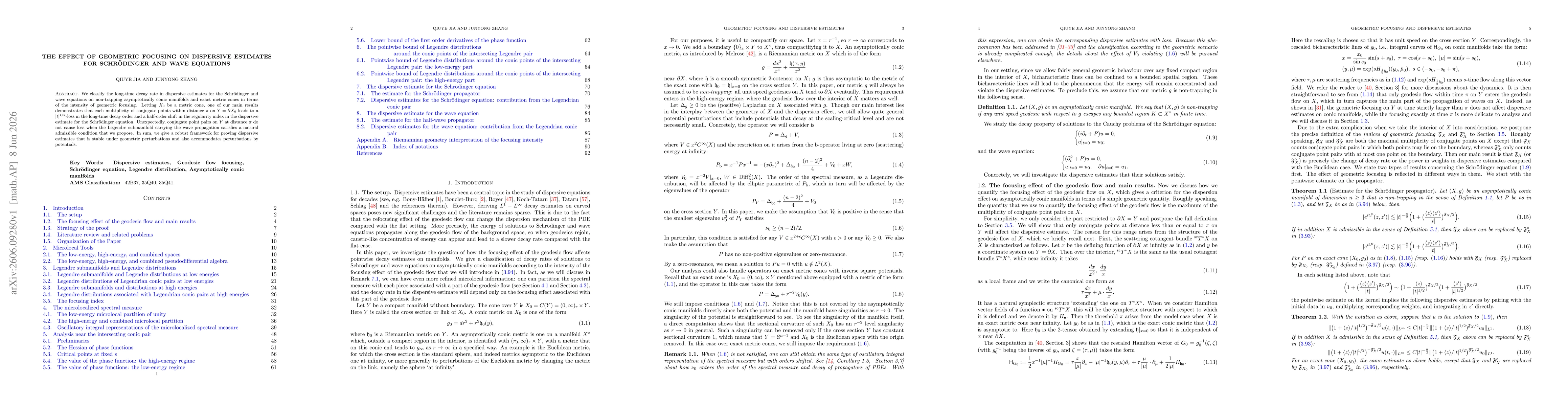 Thumbnail for The effect of geometric focusing on dispersive estimates for Schrödinger and wave equations